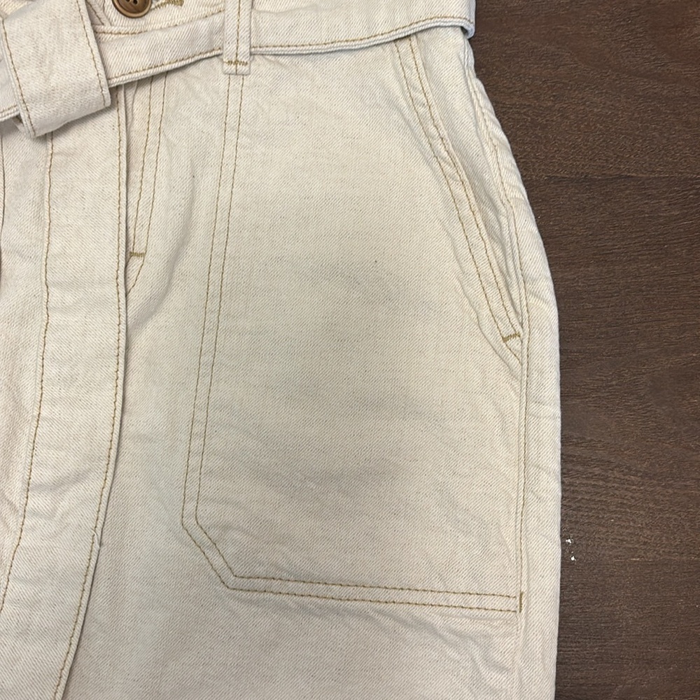 Free People Splendor In the Grass Skirt Paper bag Waist Cream Jean Size 2 - Picture 9 of 11
